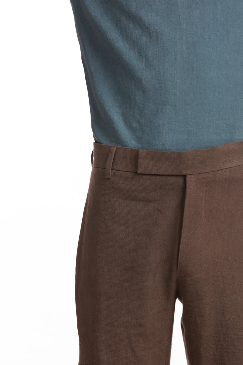 Handwoven Straight Brown Trouser Bottoms by Akaaro Men for men in Singapore