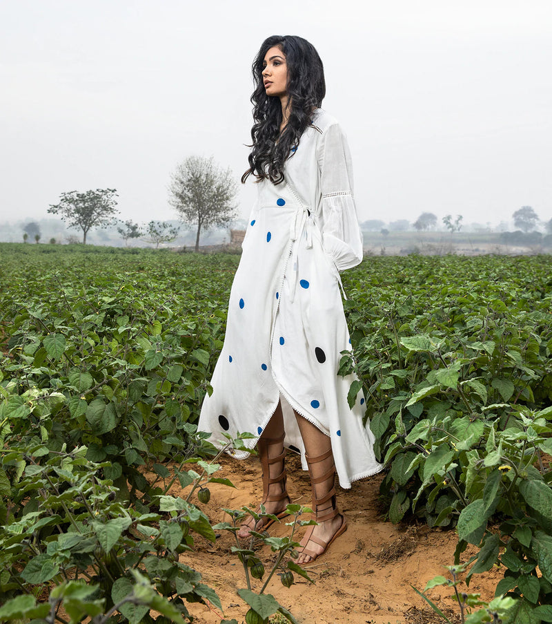 Happy Place Dress by Khara Kapas in white for women in Singapore