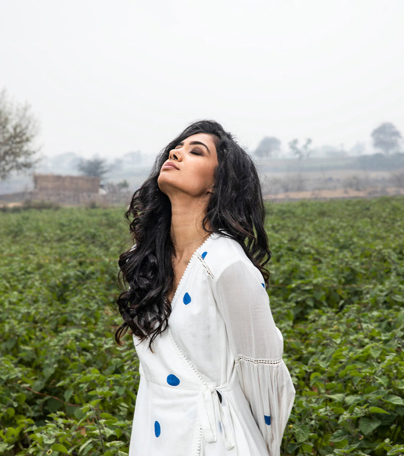 Happy Place Dress by Khara Kapas in white for women in Singapore