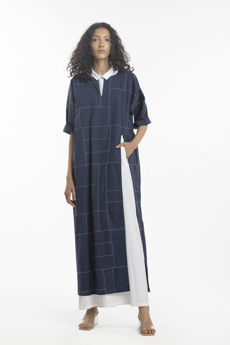 HIGH SLIT DRESS CO-ORD- NAVY Co-ord Set by THREE for women in Singapore