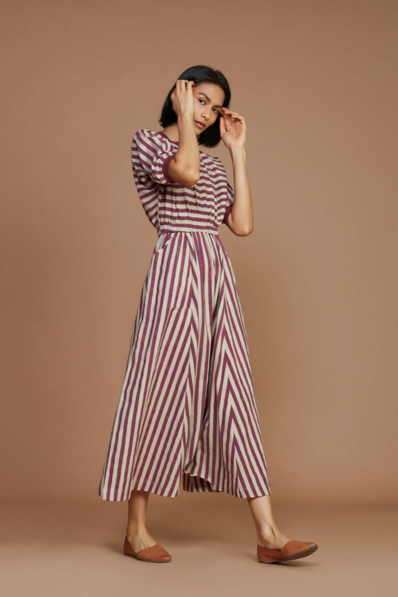 Ivory and Mauve Striped Mati Sphara Jumpsuit Jumpsuits by Mati for women in Singapore