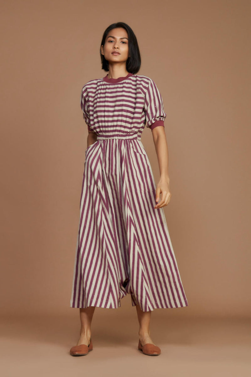 Ivory and Mauve Striped Mati Sphara Jumpsuit Jumpsuits by Mati for women in Singapore