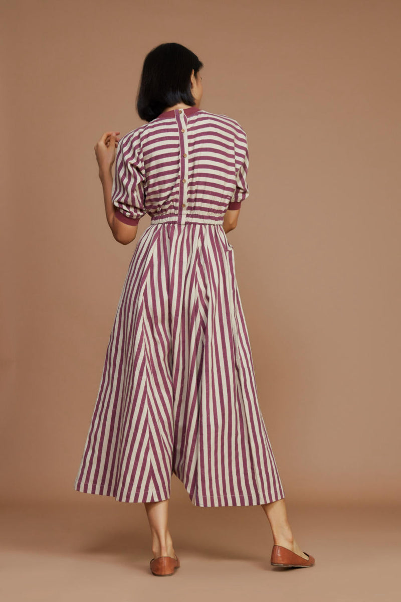 Ivory and Mauve Striped Mati Sphara Jumpsuit Jumpsuits by Mati for women in Singapore