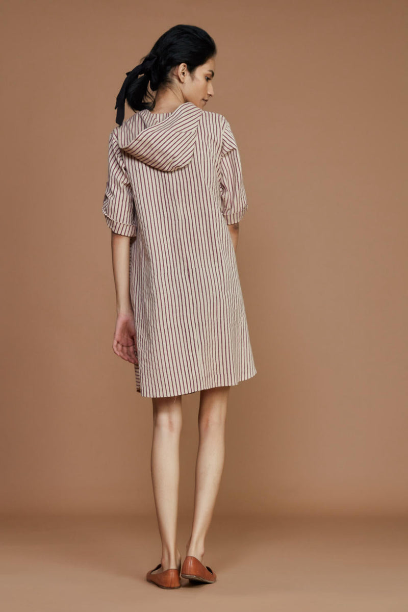 Ivory With Mauve Striped Hooded Co-Ord Set Co-ord Set,Dress by Mati for women in Singapore