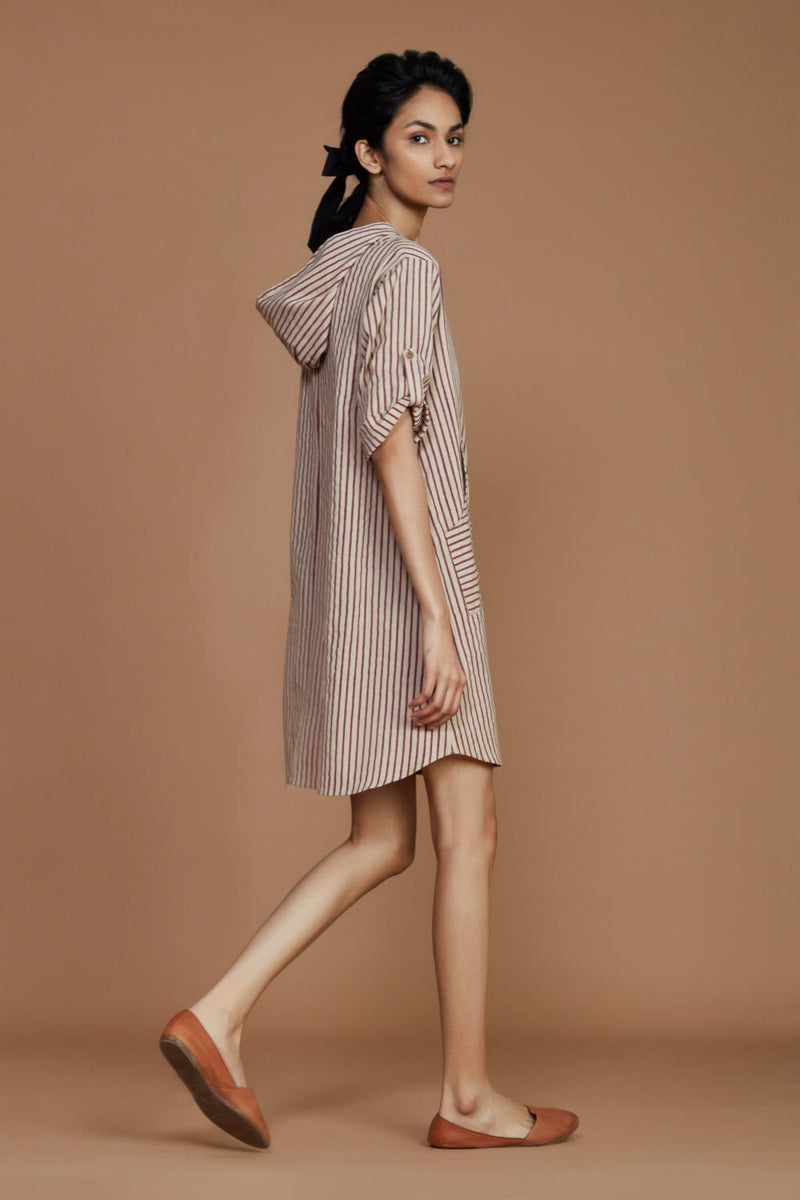 Ivory With Mauve Striped Hooded Co-Ord Set Co-ord Set,Dress by Mati for women in Singapore