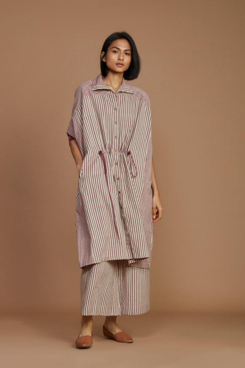 Ivory With Mauve Striped Kaftan Co-Ord Set Co-ord Set,Dress by Mati for women in Singapore