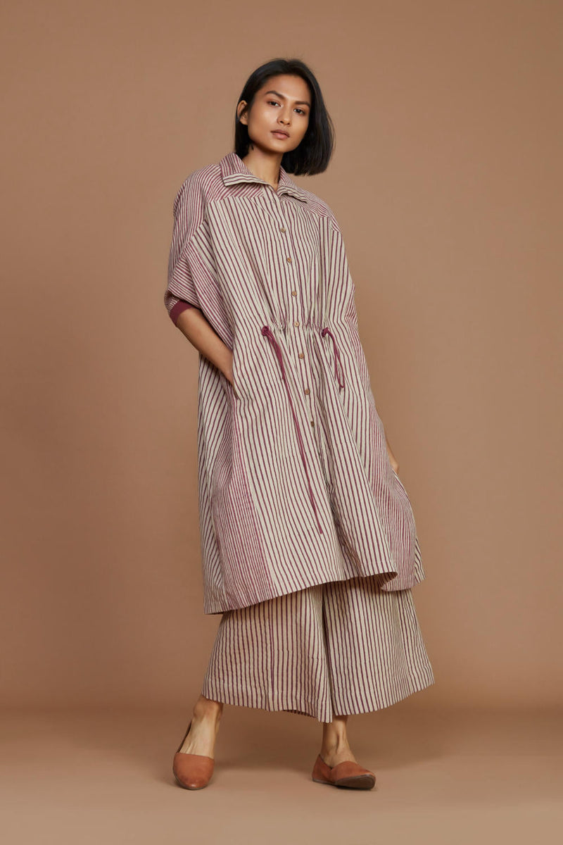 Ivory With Mauve Striped Kaftan Co-Ord Set Co-ord Set,Dress by Mati for women in Singapore