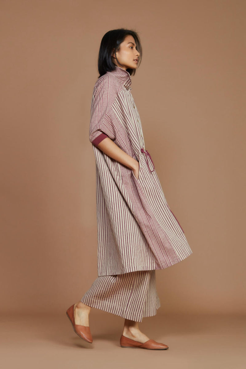 Ivory With Mauve Striped Kaftan Co-Ord Set Co-ord Set,Dress by Mati for women in Singapore