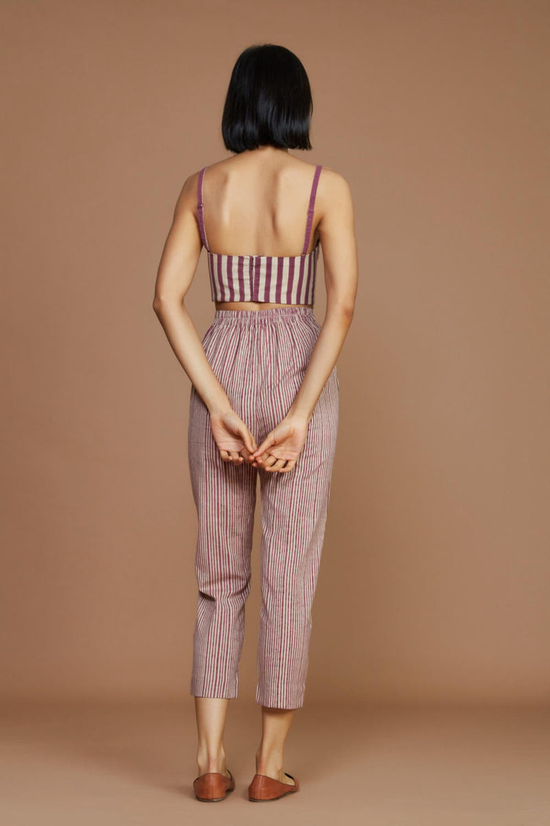 Ivory with Mauve Striped Trench & Corset Co-Ord Set Co-ord Set by Mati for women in Singapore