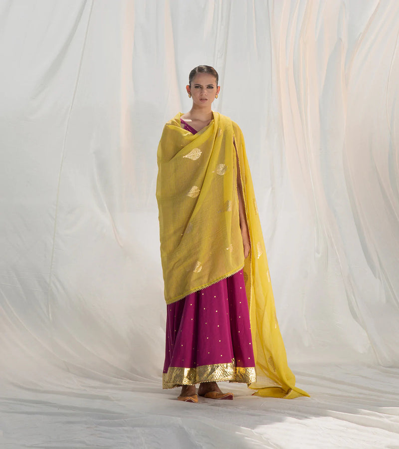 Jamun Flared Maxi Indo-Western Wear by Khara Kapas for women in Singapore