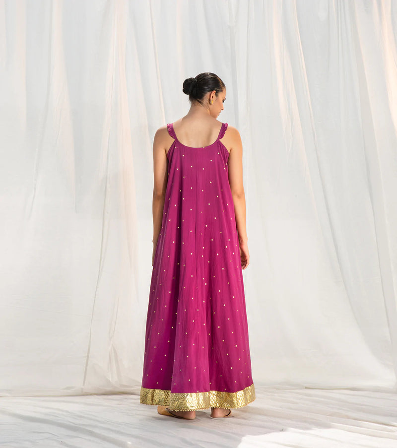 Jamun Flared Maxi Indo-Western Wear by Khara Kapas for women in Singapore