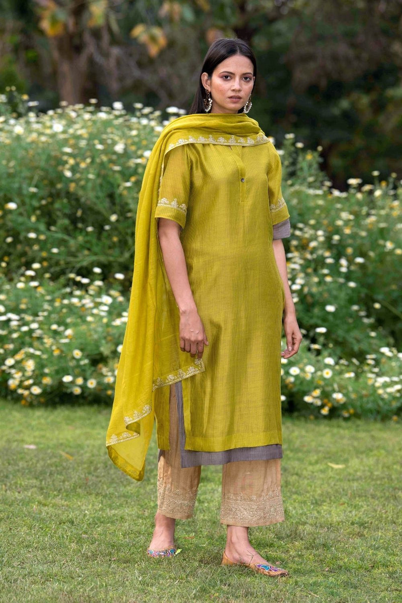 Kaamini Mehendi Green Kurta Set Fashion Priti Prashant 