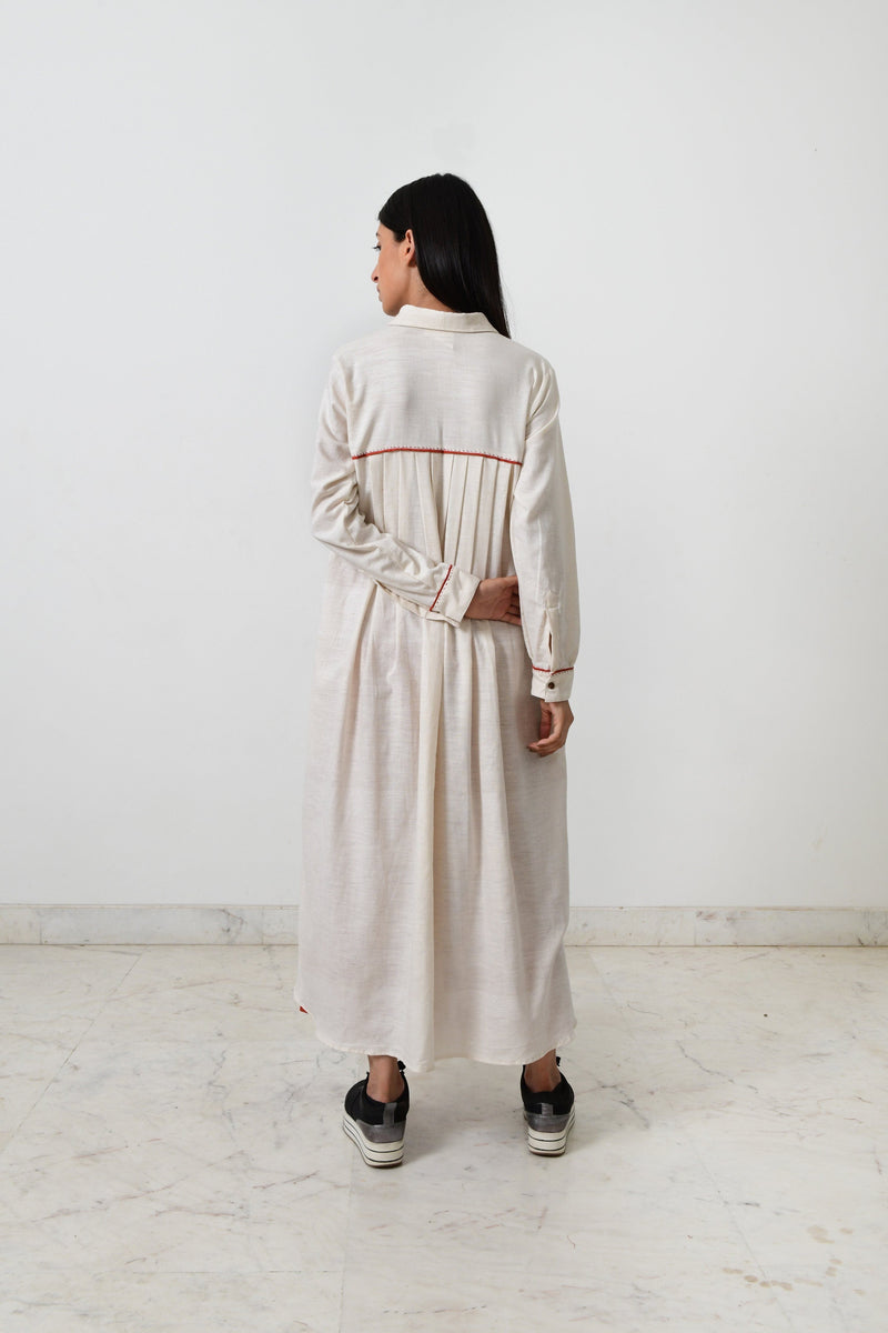 KORA KHADI BACK PLEATED DRESS Fashion Rias