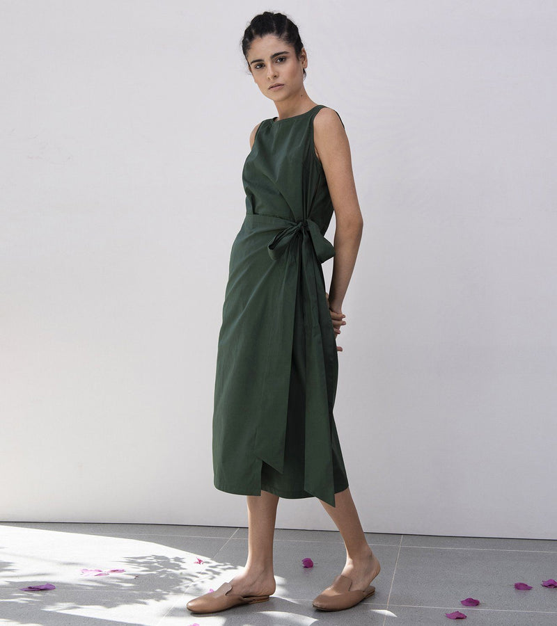 Lady Fern Midi Dress Dress by Khara Kapas in green for women in Singapore