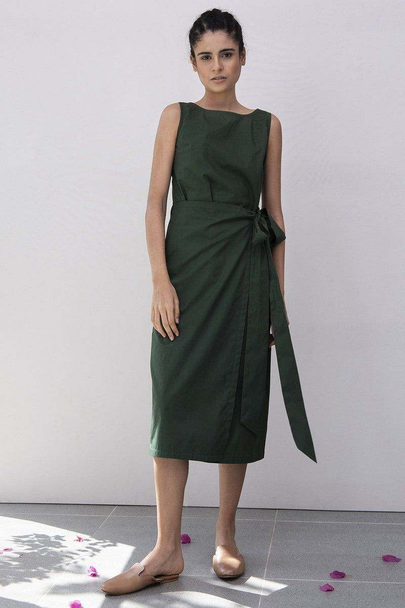 Lady Fern Midi Dress Dress by Khara Kapas in green for women in Singapore