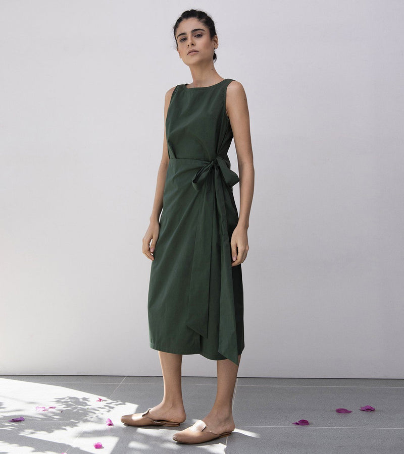 Lady Fern Midi Dress Dress by Khara Kapas in green for women in Singapore