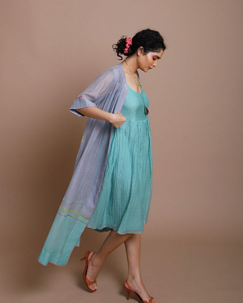 Life in Pink back embroidered jacket dress Co-ord Set,Dress by Rajiramniq for women in Singapore