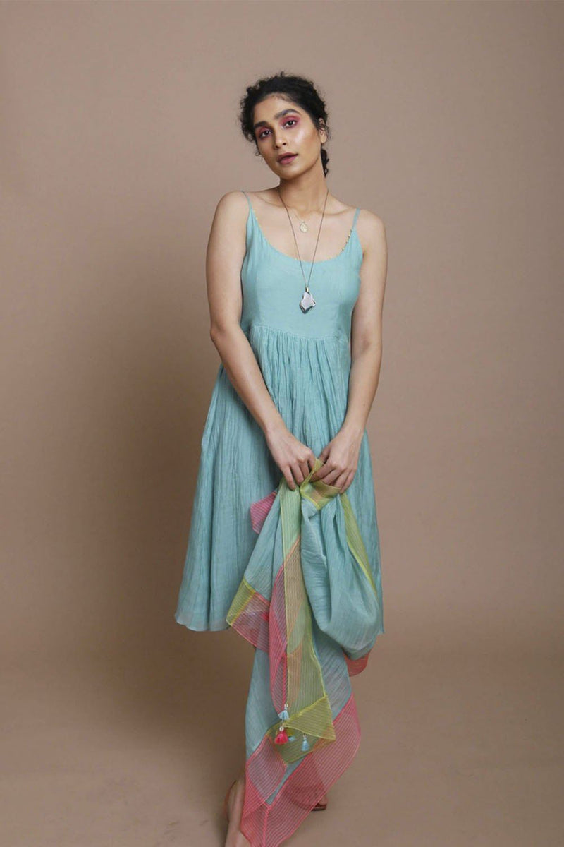 Life in Pink chanderi dress with scarf Scarves & Stoles,Dress by Rajiramniq for women in Singapore