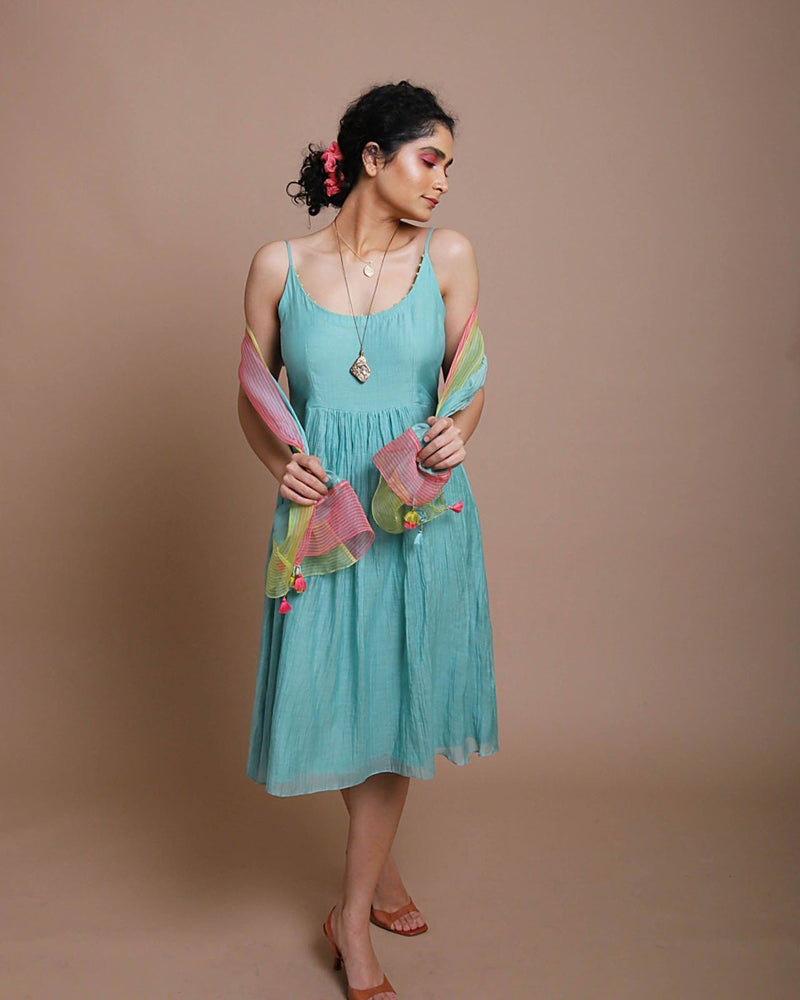 Life in Pink chanderi dress with scarf Scarves & Stoles,Dress by Rajiramniq for women in Singapore