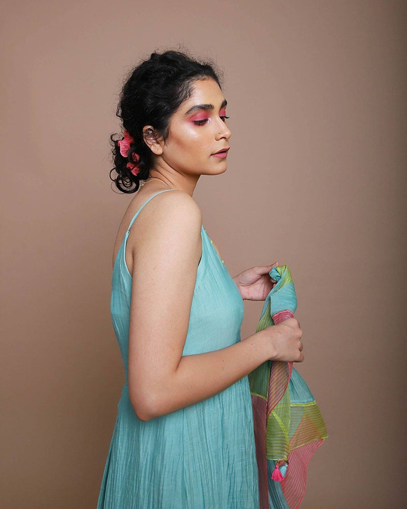 Life in Pink chanderi dress with scarf Scarves & Stoles,Dress by Rajiramniq for women in Singapore