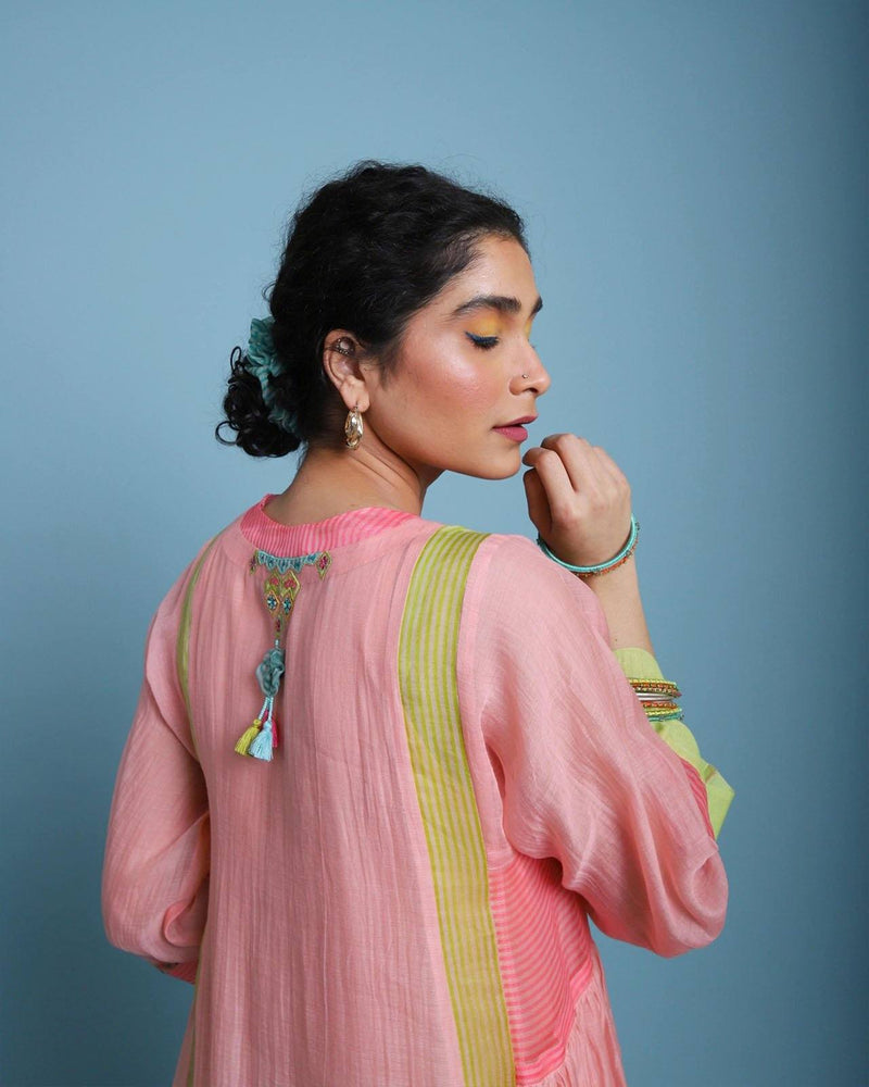 Life in Pink side Puckering Kurta Set Co-ord Set,Kurta Sets by Rajiramniq for women in Singapore