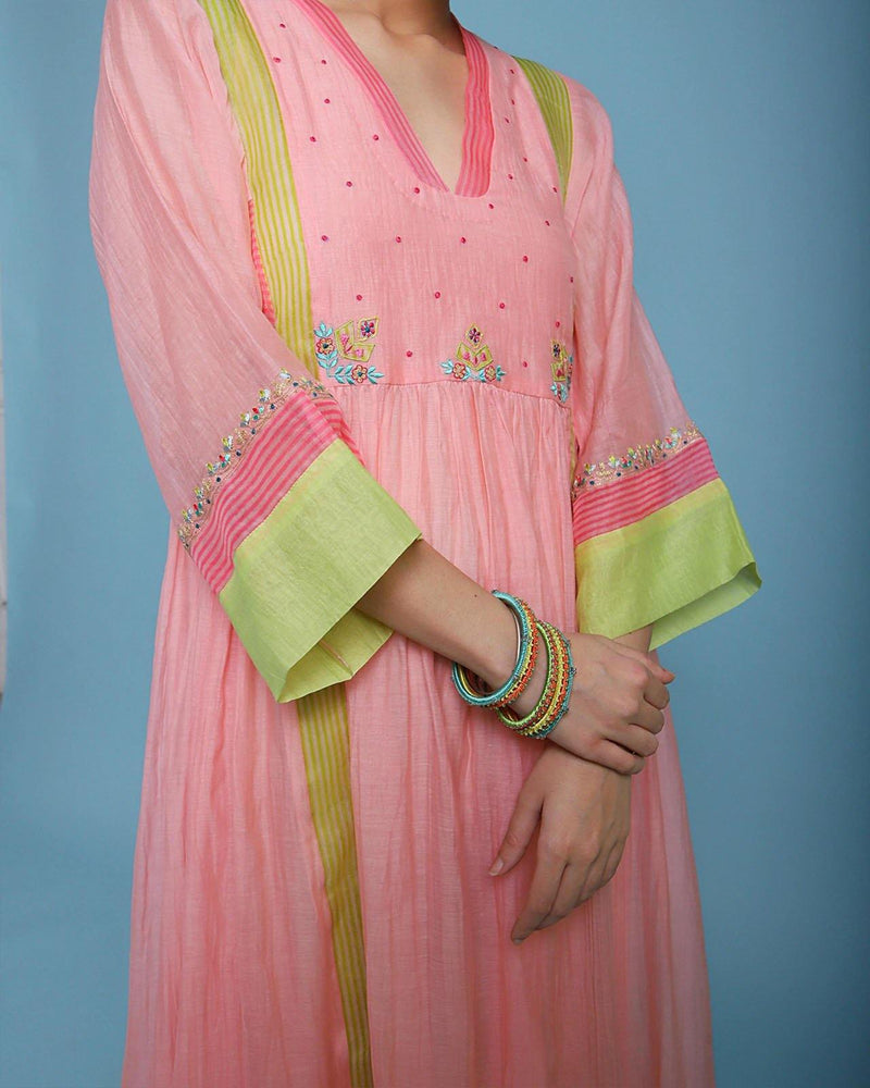 Life in Pink side Puckering Kurta Set Co-ord Set,Kurta Sets by Rajiramniq for women in Singapore