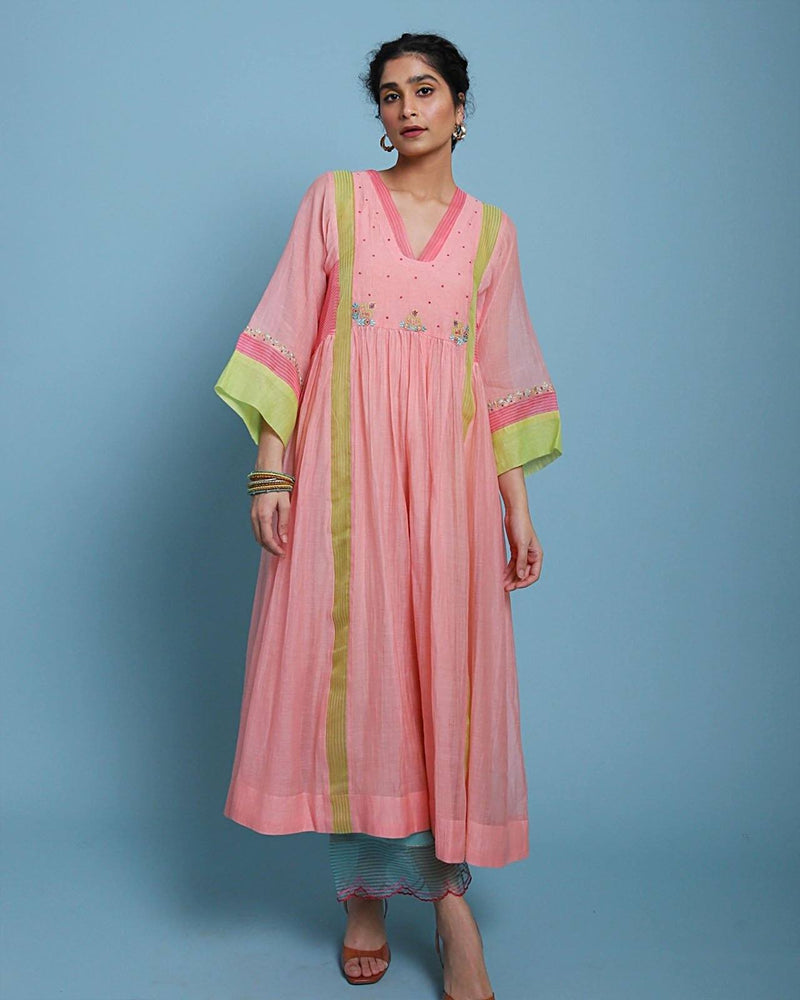 Life in Pink side Puckering Kurta Set Co-ord Set,Kurta Sets by Rajiramniq for women in Singapore