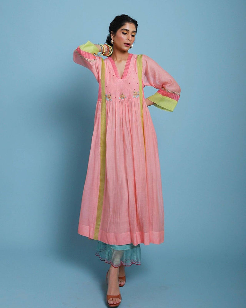 Life in Pink side Puckering Kurta Set Co-ord Set,Kurta Sets by Rajiramniq for women in Singapore