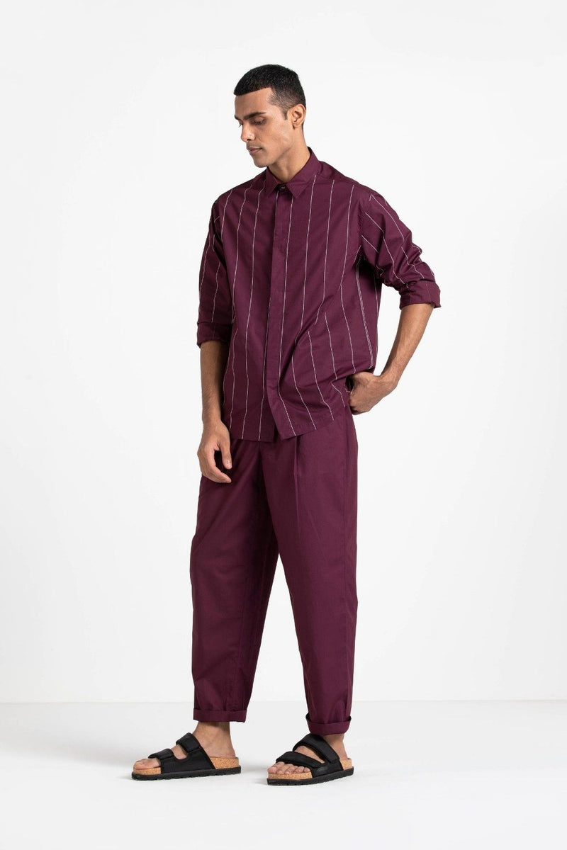 Linear Embroidered Shirt Co-ord Co-ord Set by THREE Men for men in Singapore