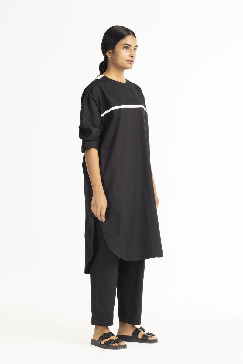 Long Jumper- Black linen by THREE in black color for women in Singapore