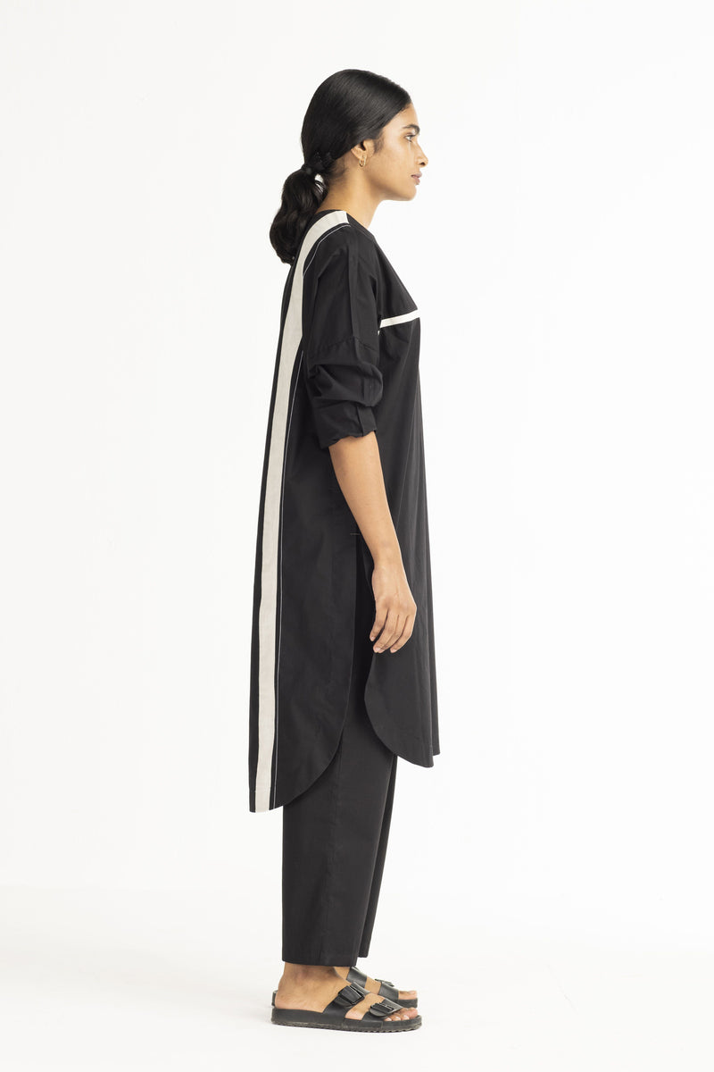 Long Jumper- Black linen by THREE in black color for women in Singapore