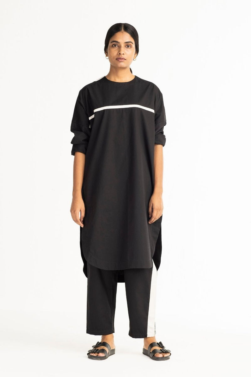 Long Jumper- Black linen by THREE in black color for women in Singapore