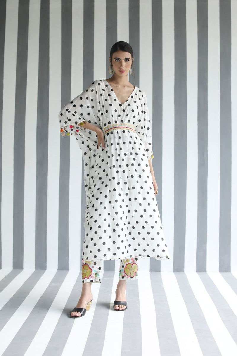 LOVE TO DOT BACK BOW TIE KAFTAN SET Kurta Sets by Rajiramniq for women in Singapore