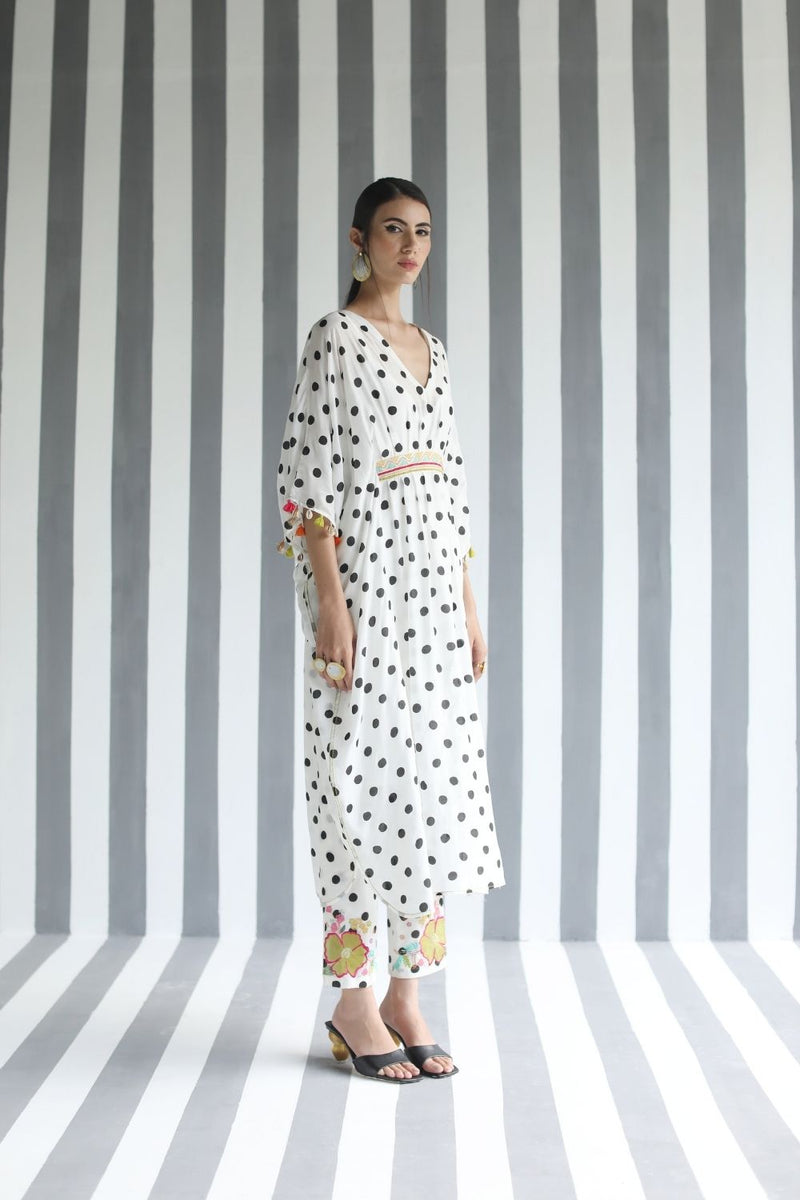 LOVE TO DOT BACK BOW TIE KAFTAN SET Kurta Sets by Rajiramniq for women in Singapore