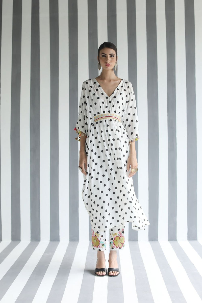 LOVE TO DOT BACK BOW TIE KAFTAN SET Kurta Sets by Rajiramniq for women in Singapore