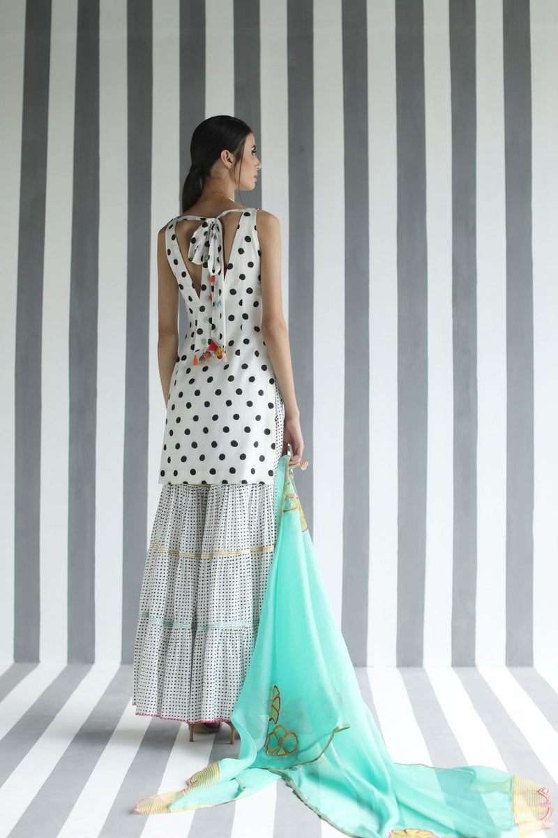 LOVE TO DOT BIG FLOWER GHARARA SET Kurta Sets by Rajiramniq for women in Singapore