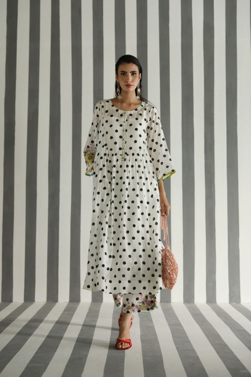 LOVE TO DOT FRONT PUCKERING KURTA SET Kurta Sets by Rajiramniq for women in Singapore