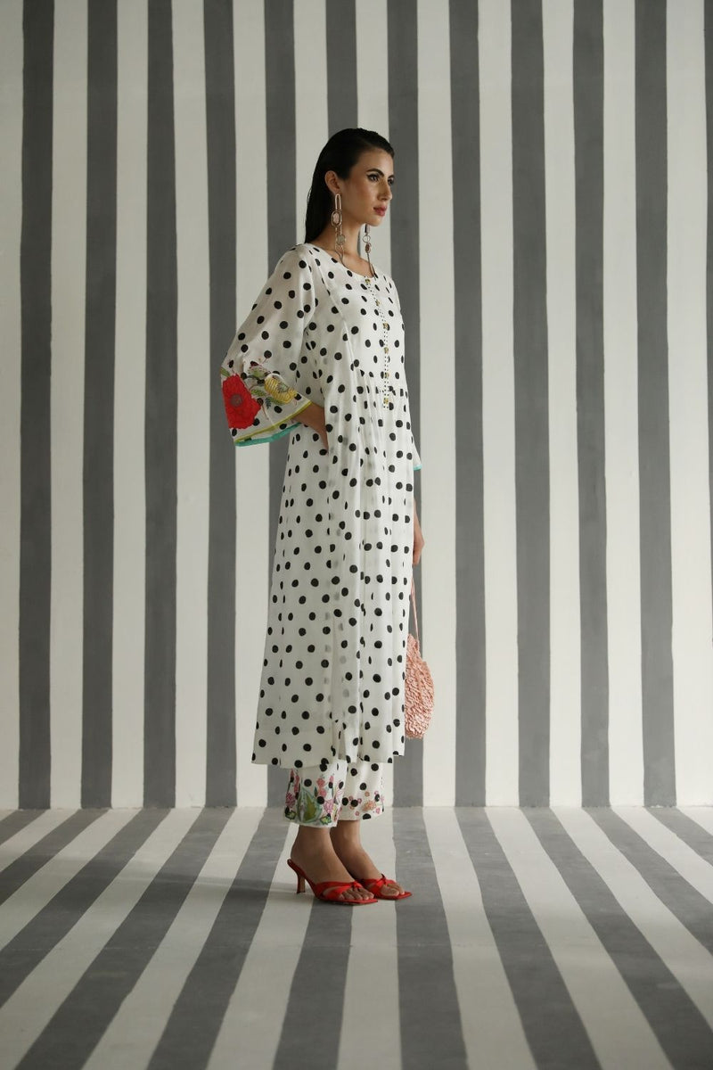 LOVE TO DOT FRONT PUCKERING KURTA SET Kurta Sets by Rajiramniq for women in Singapore