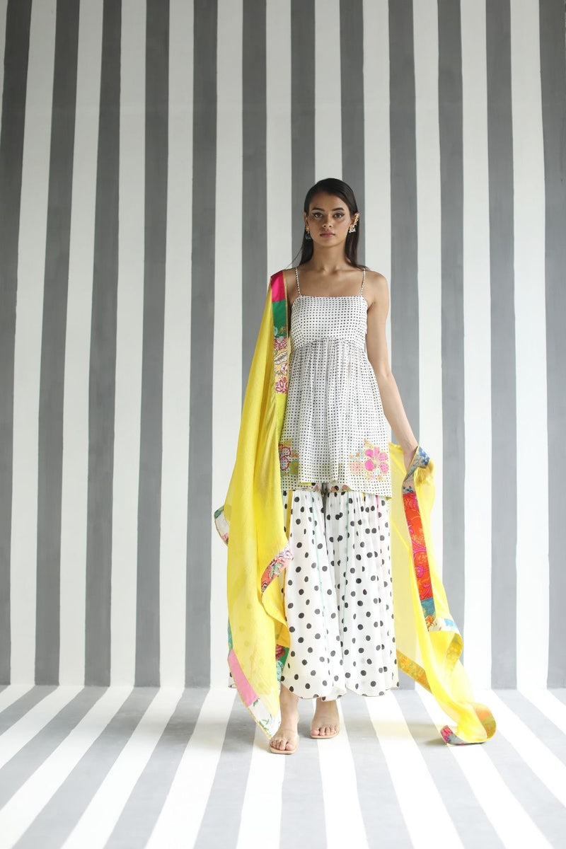 LOVE TO DOT LINE GHARARA SET Kurta Sets by Rajiramniq for women in Singapore