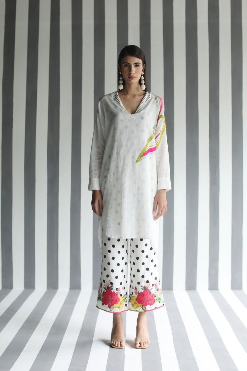 LOVE TO DOT LINE SLEEVE SHIRT SET Kurta Sets by Rajiramniq for women in Singapore