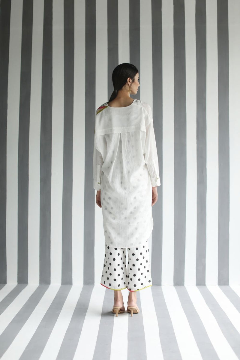 LOVE TO DOT LINE SLEEVE SHIRT SET Kurta Sets by Rajiramniq for women in Singapore