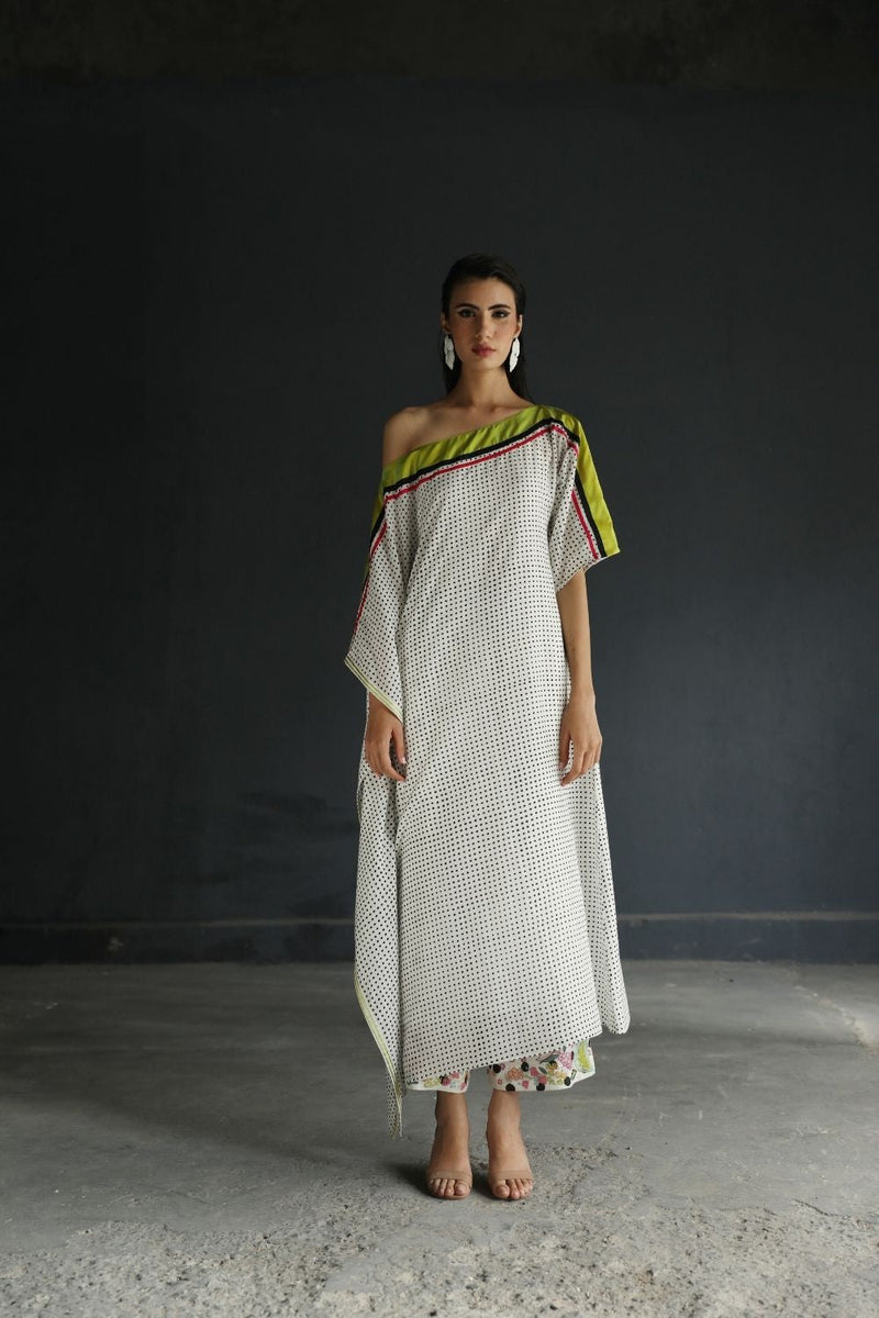 LOVE TO DOT OFF - SHOULDER KAFTAN SET Kurta Sets by Rajiramniq for women in Singapore