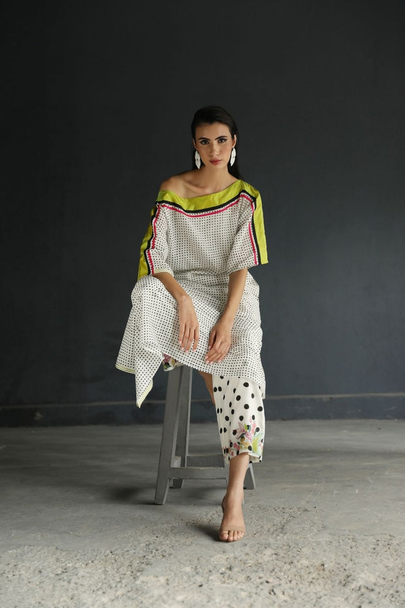 LOVE TO DOT OFF - SHOULDER KAFTAN SET Kurta Sets by Rajiramniq for women in Singapore