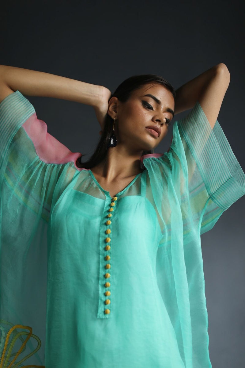 LOVE TO DOT ORGANZA FLOWER SHIRT SET Kurta Sets by Rajiramniq for women in Singapore