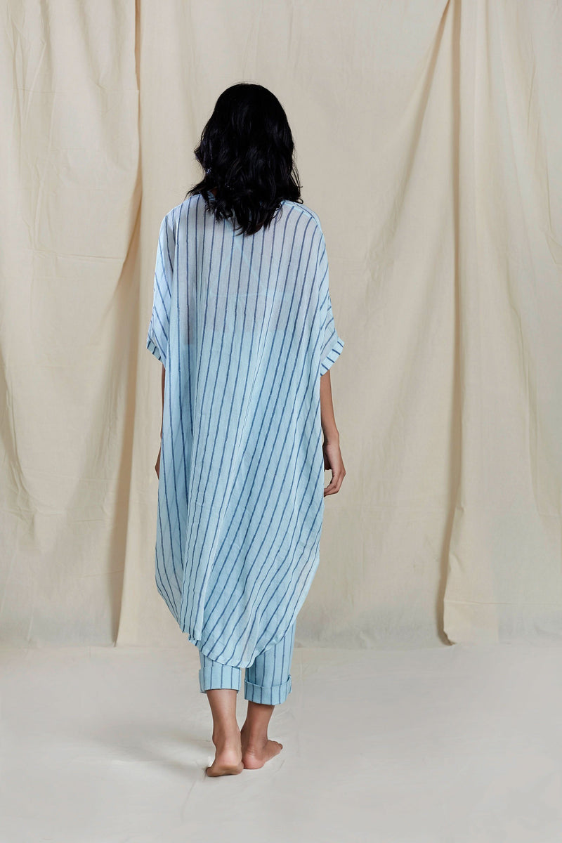 Mati Blue Cowl Tunic Set Co-ord Set by Mati for women in Singapore