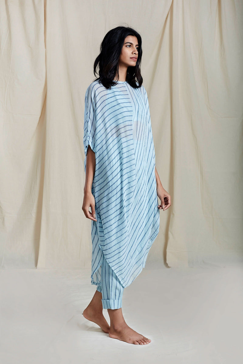 Mati Blue Cowl Tunic Set Co-ord Set by Mati for women in Singapore