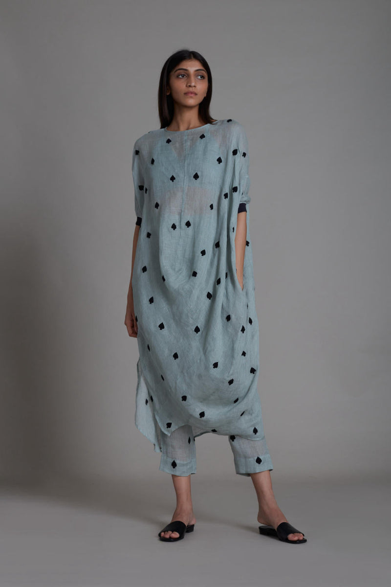 MATI CALL TUNIC-BLUE linen Top & Tunics by Mati for women in Singapore