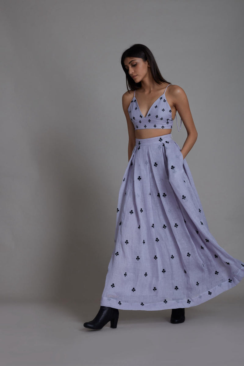 MATI CLUB LEHENGA-LAVENDER linen Skirts by Mati for women in Singapore