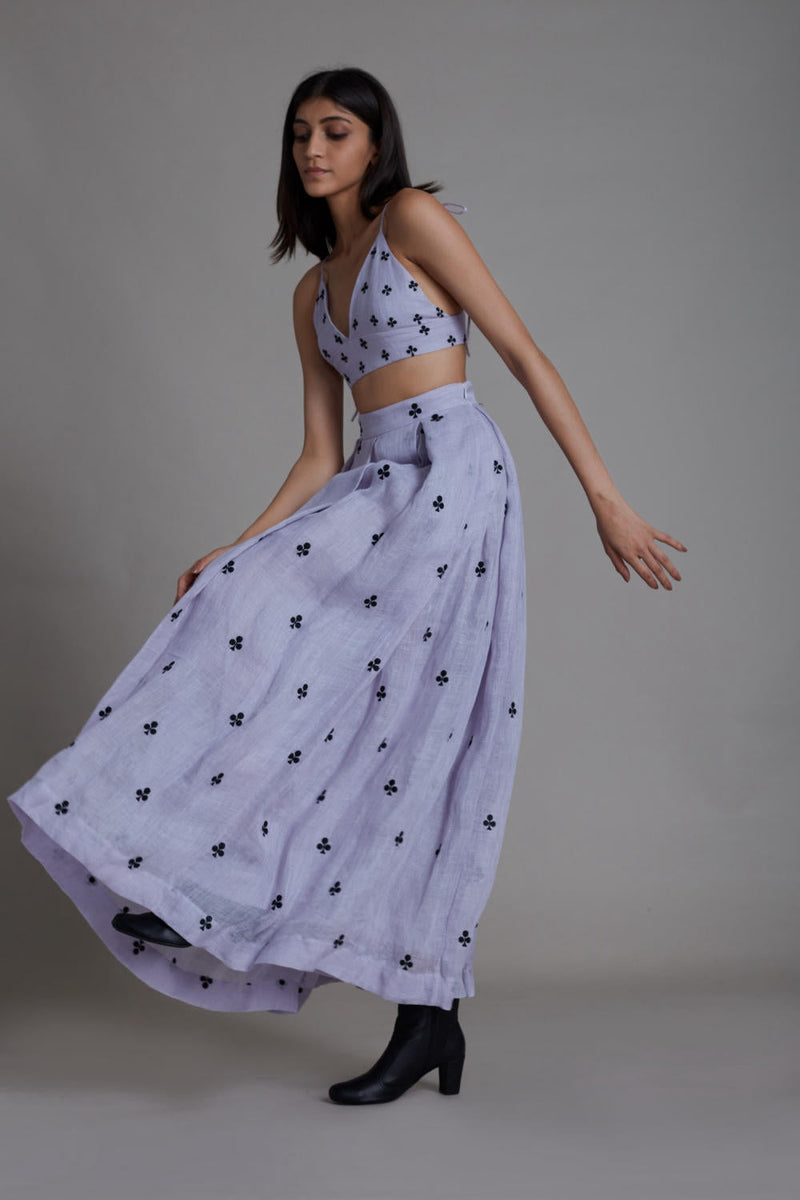 MATI CLUB LEHENGA-LAVENDER linen Skirts by Mati for women in Singapore