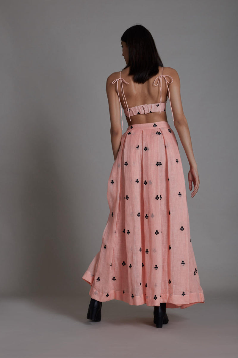 MATI CLUB LEHENGA SET-PINK linen by Mati for women in Singapore